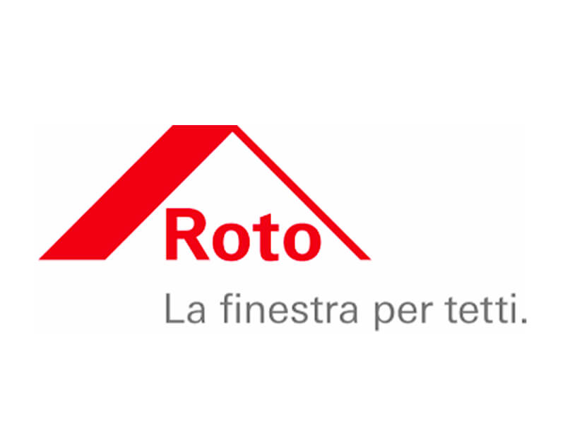Logo Roto con tetto rosso stilizzato e slogan "La finestra per tetti".