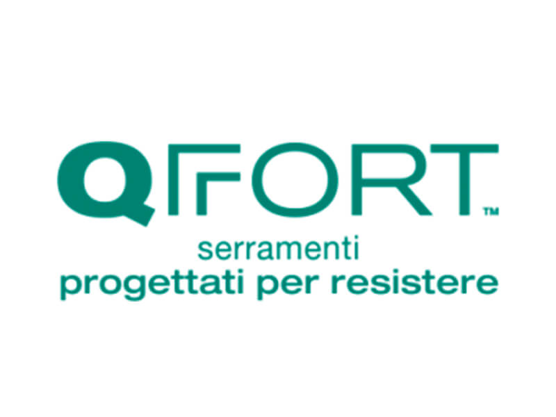 Logo QIFORT con testo "serramenti progettati per resistere" su sfondo bianco.